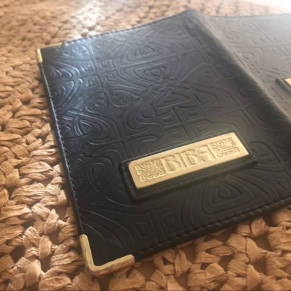 BIBA Black Embossed Leather PASSPORT HOLDER/COVER
